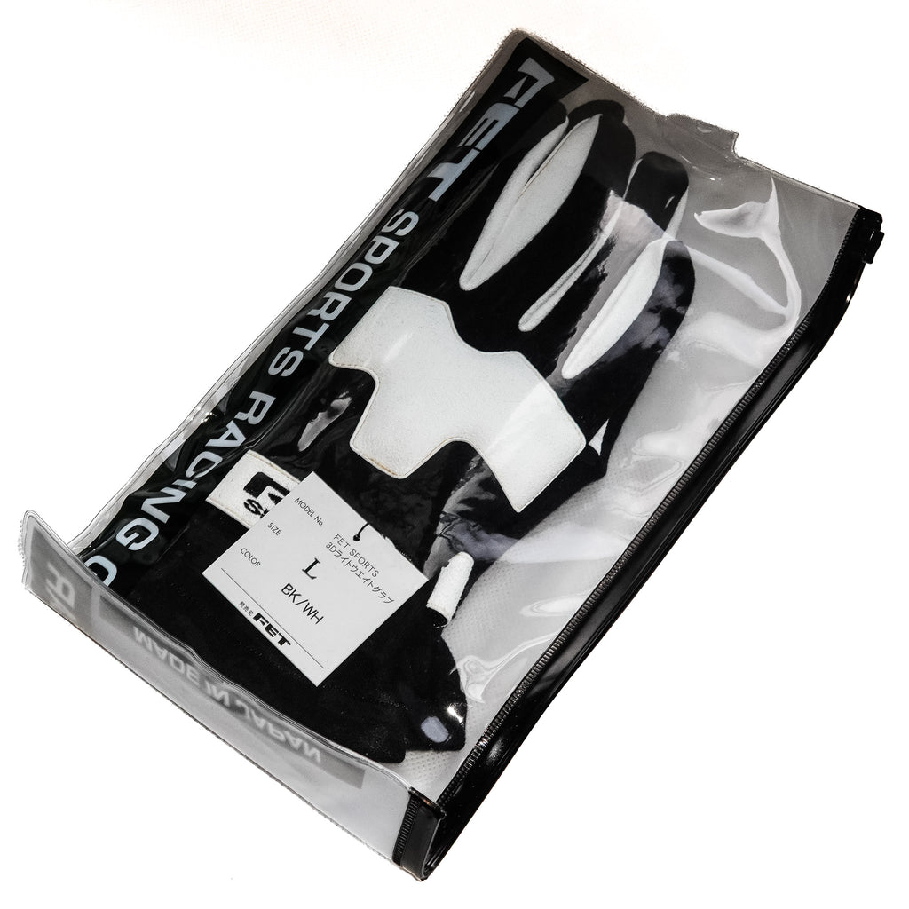 FET RACING GLOVES BLACK/WHITE L