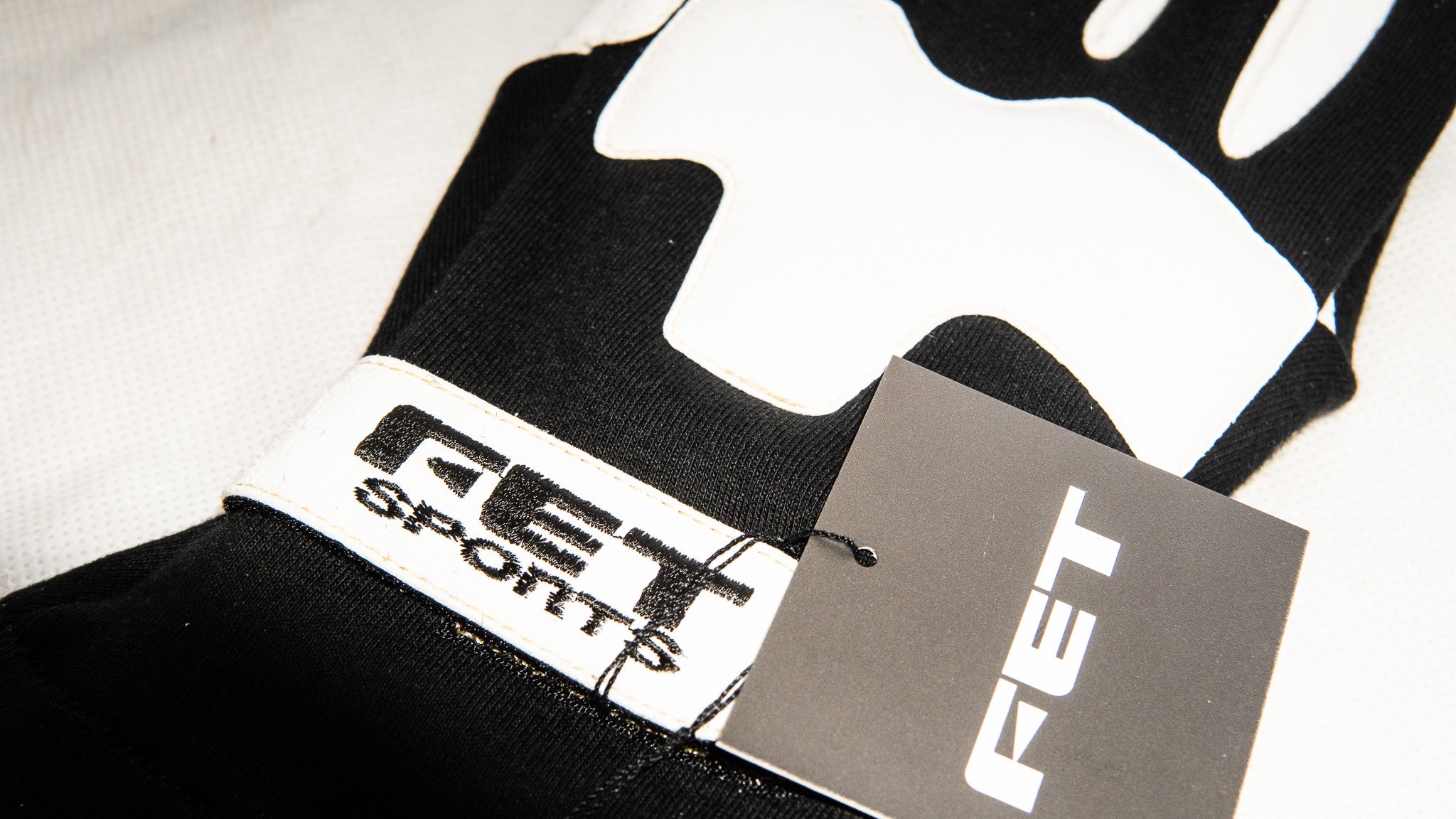 FET RACING GLOVES BLACK/WHITE L